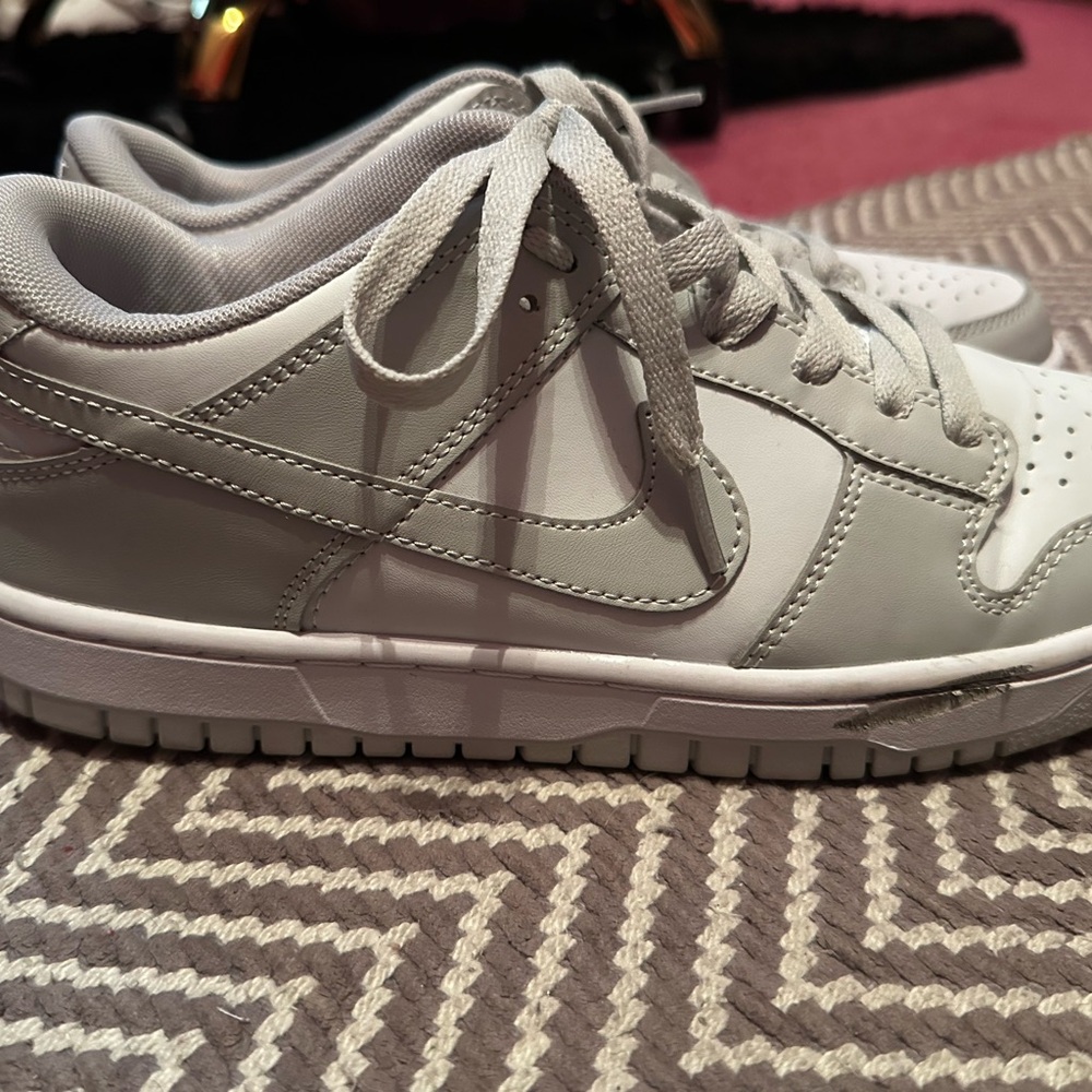 Nike Light Grey and White Dunk Low Sneakers (Women’s) - Picture 3 of 8
